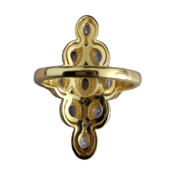 JTV Wrapped In Gold Blue Tanzanite 18k Yellow Gold Over Sterling Silver Ring - Picture 6 of 8